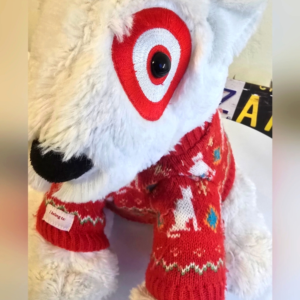 2012 Target Bullseye Plush Dog Stuffed Animal Christmas-Used [Read Details]